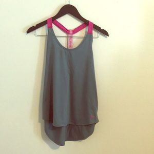 Grey/pink NIKE tank low back “just do it”